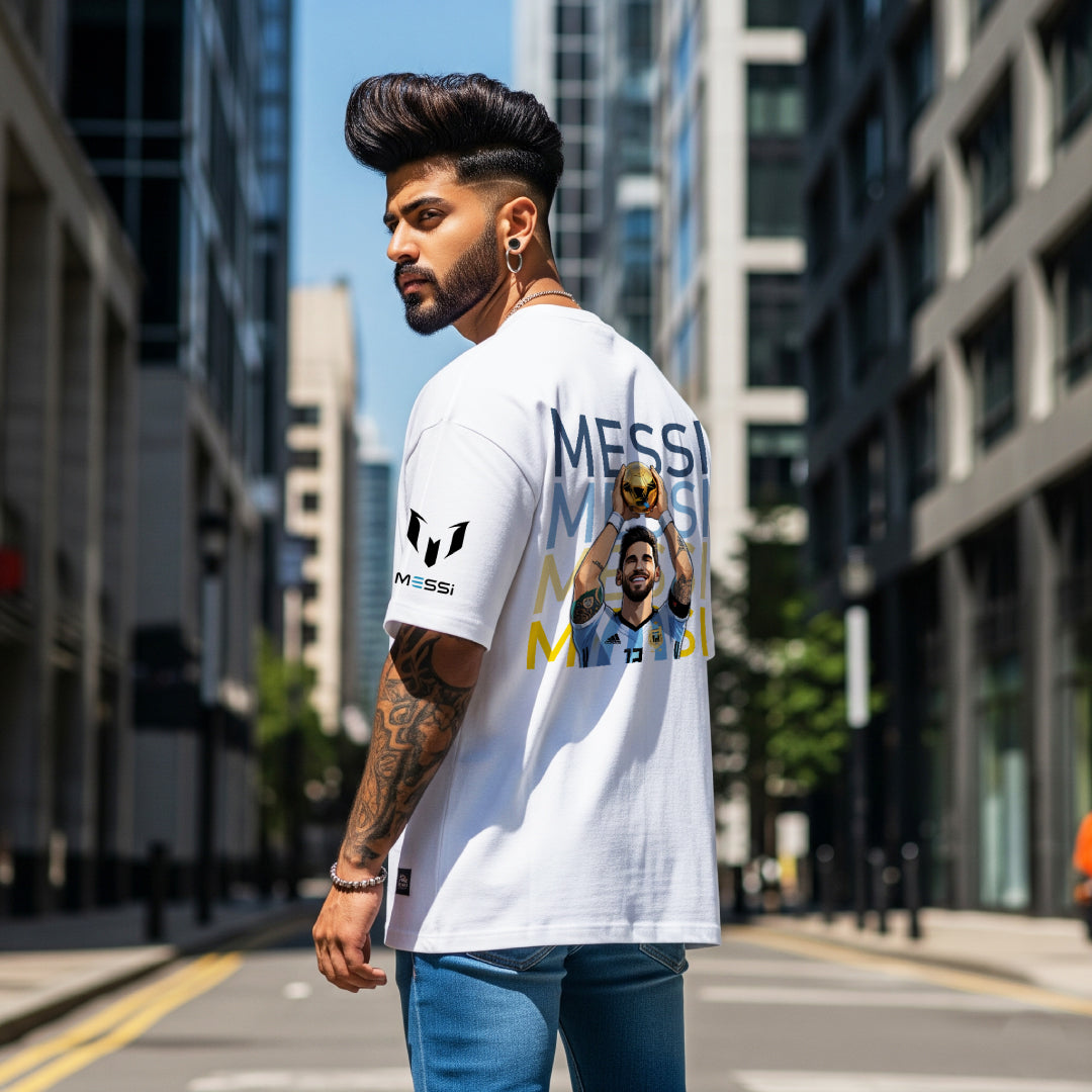 Messi Number 10 Legacy White Oversized Tee – Limited Edition