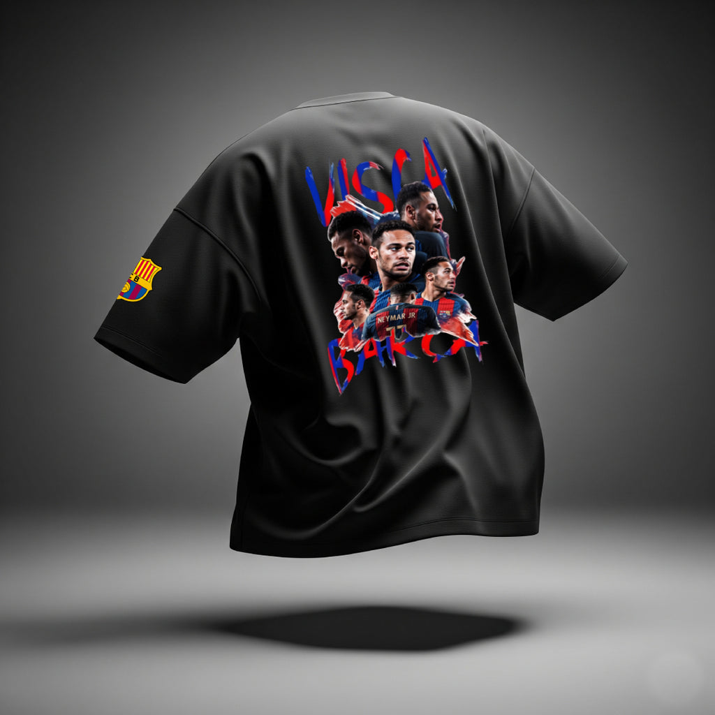 Neymar Visca Barca Black Oversized Tee