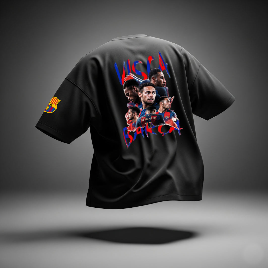 Neymar Visca Barca Black Oversized Tee