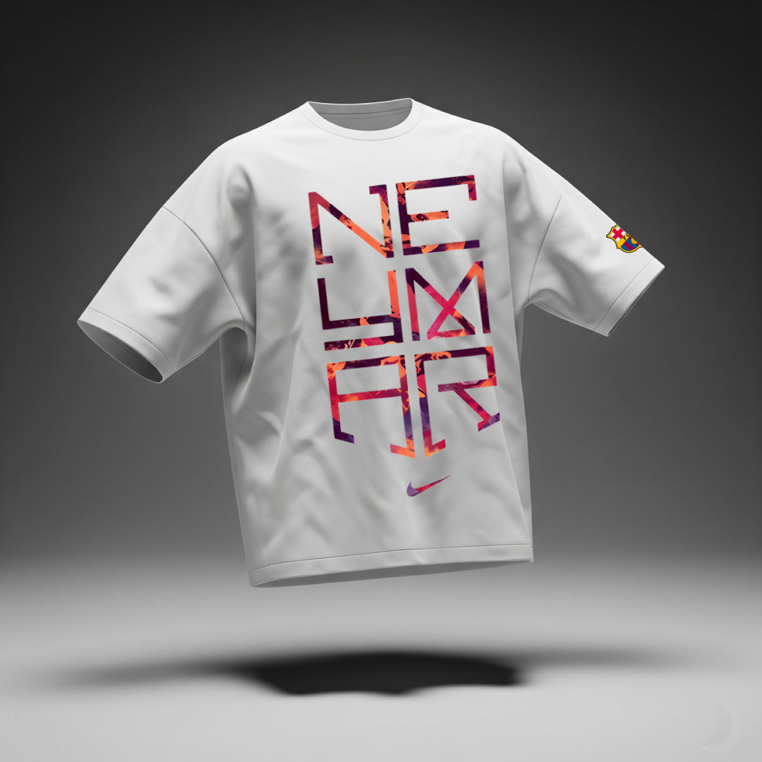 Neymar Visca Barca White Oversized Tee