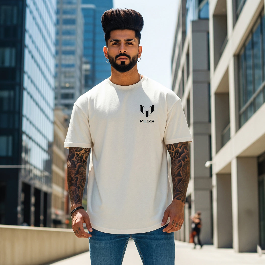 Messi GOAT Mode Beige Oversized T-Shirt - Limited Edition