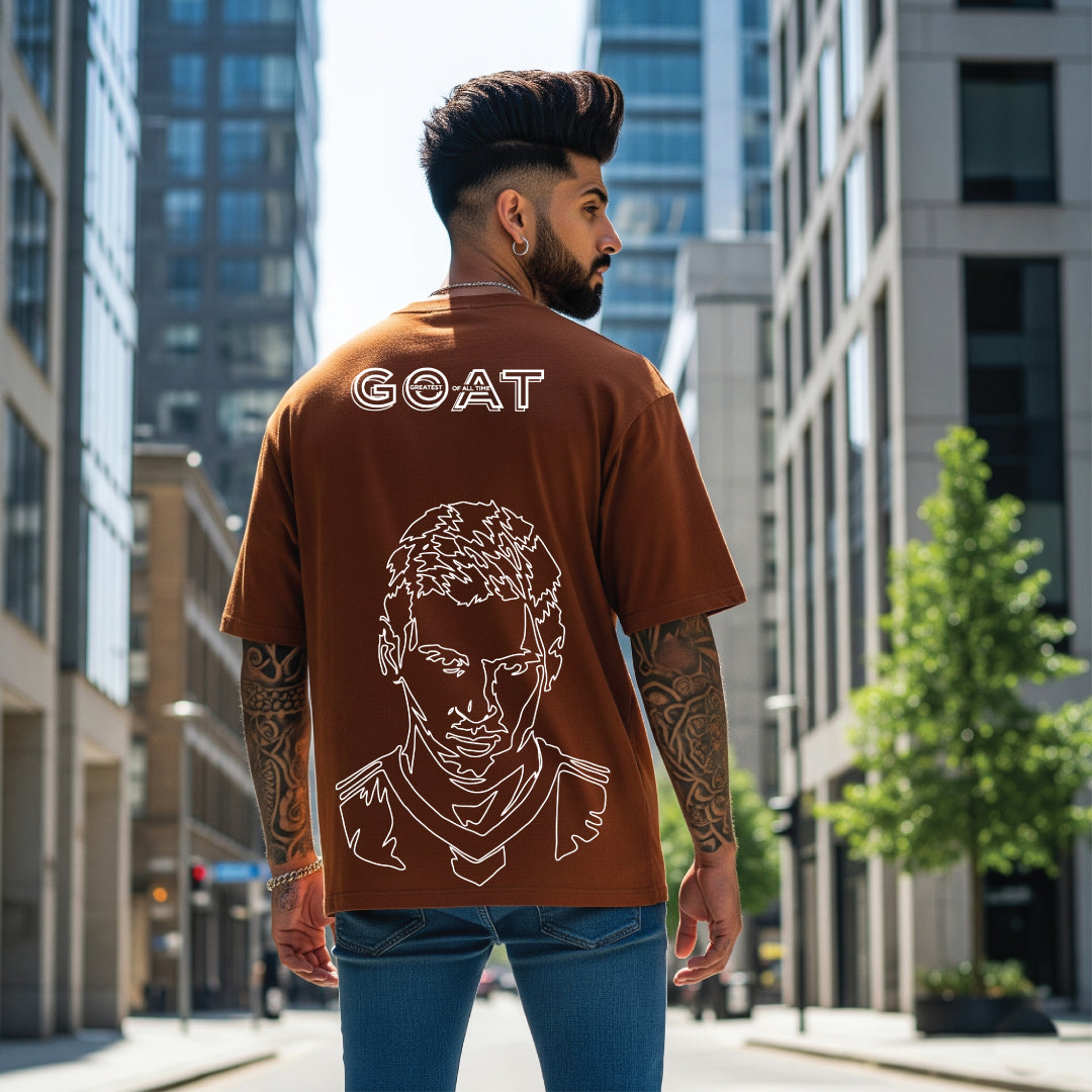 Messi GOAT Mode Brown Oversized T-Shirt - Limited Edition