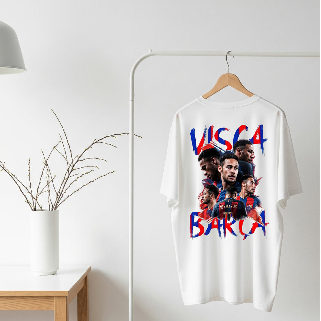 Neymar Visca Barca White Oversized Tee