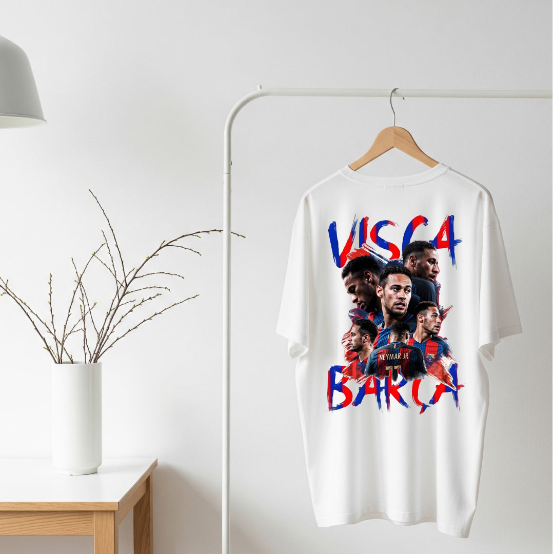 Neymar Visca Barca White Oversized Tee