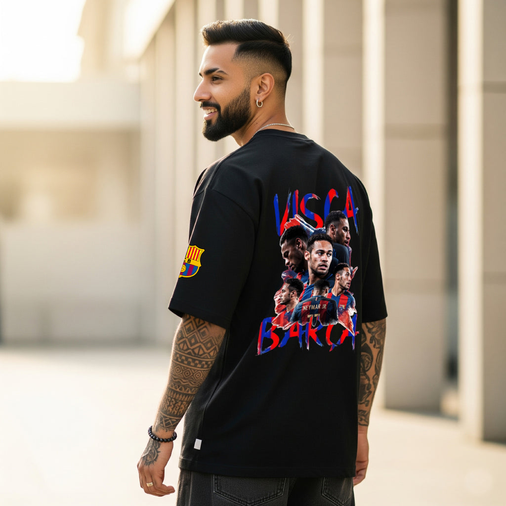 Neymar Visca Barca Black Oversized Tee