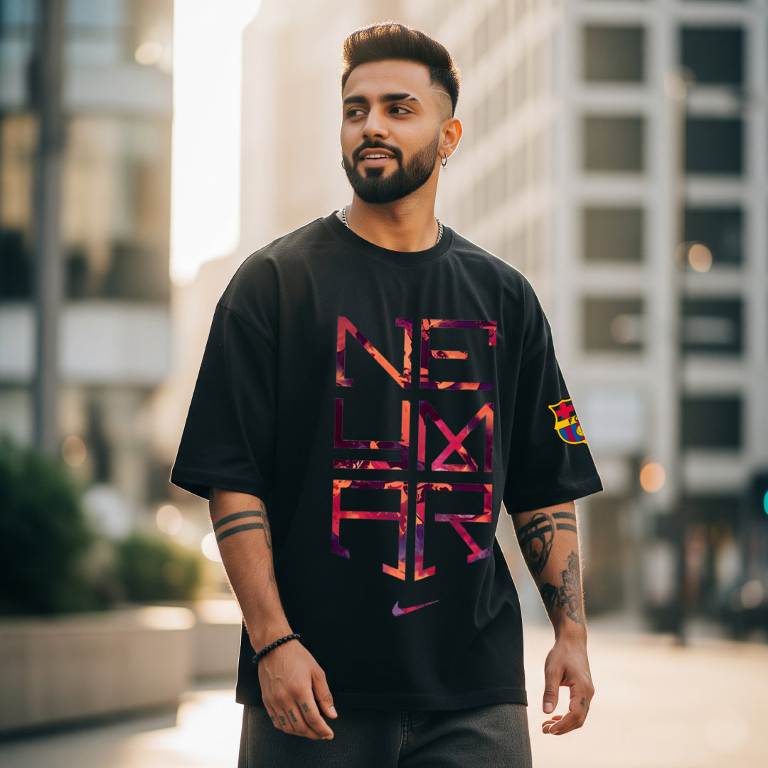 Neymar Visca Barca Black Oversized Tee