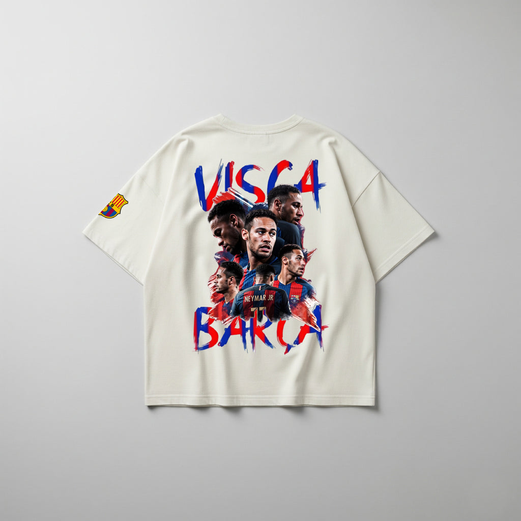 Neymar Visca Barca Beige Oversized Tee