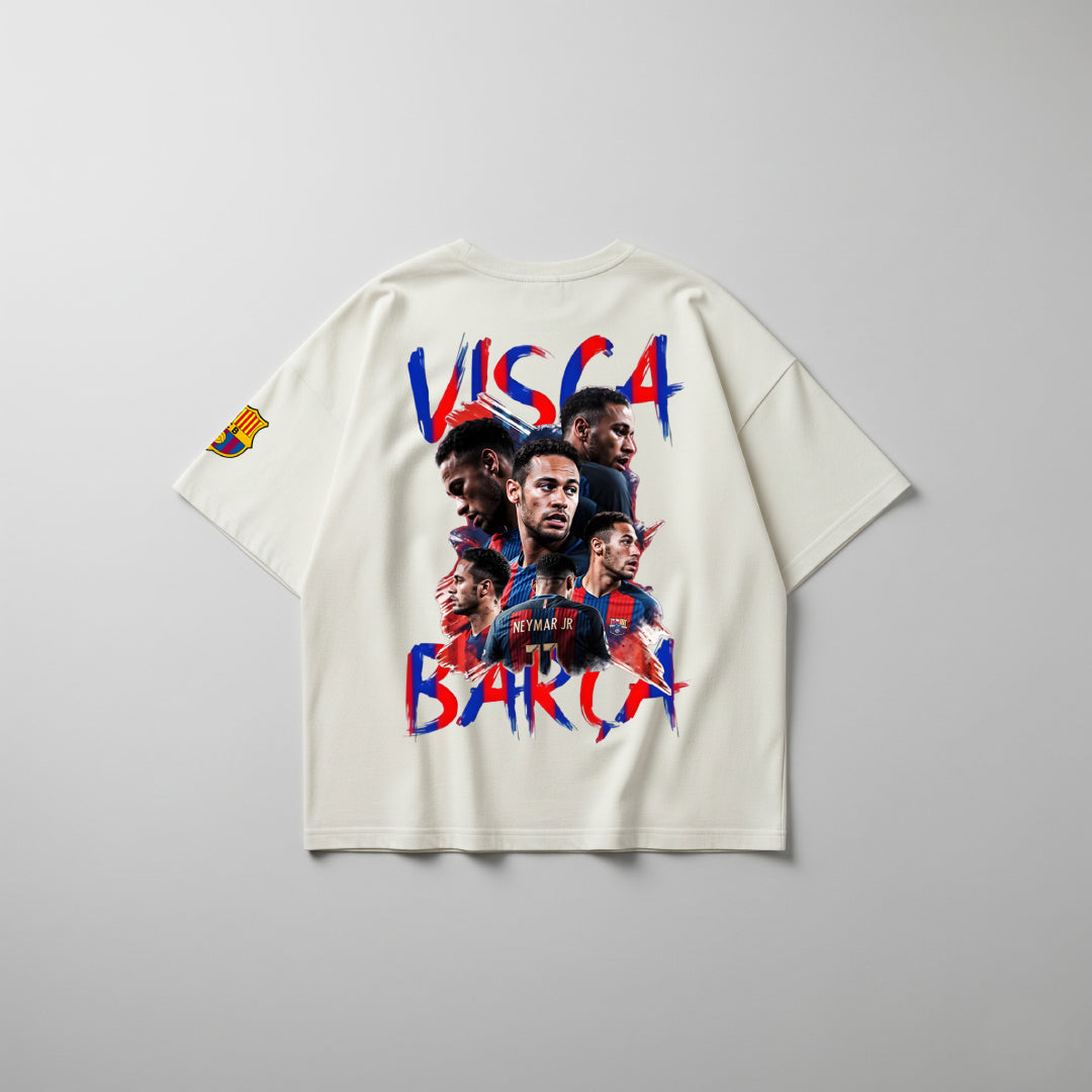 Neymar Visca Barca Beige Oversized Tee