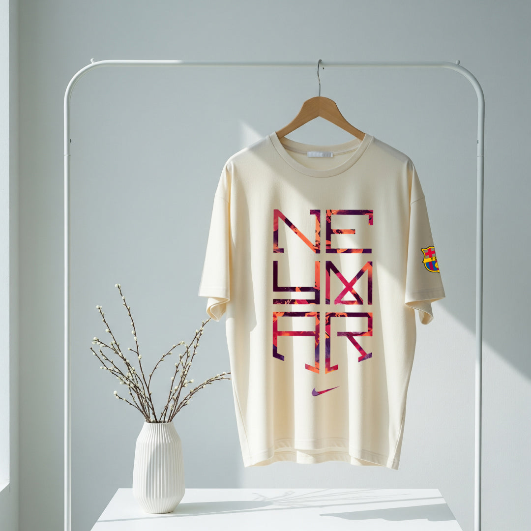 Neymar Visca Barca Beige Oversized Tee