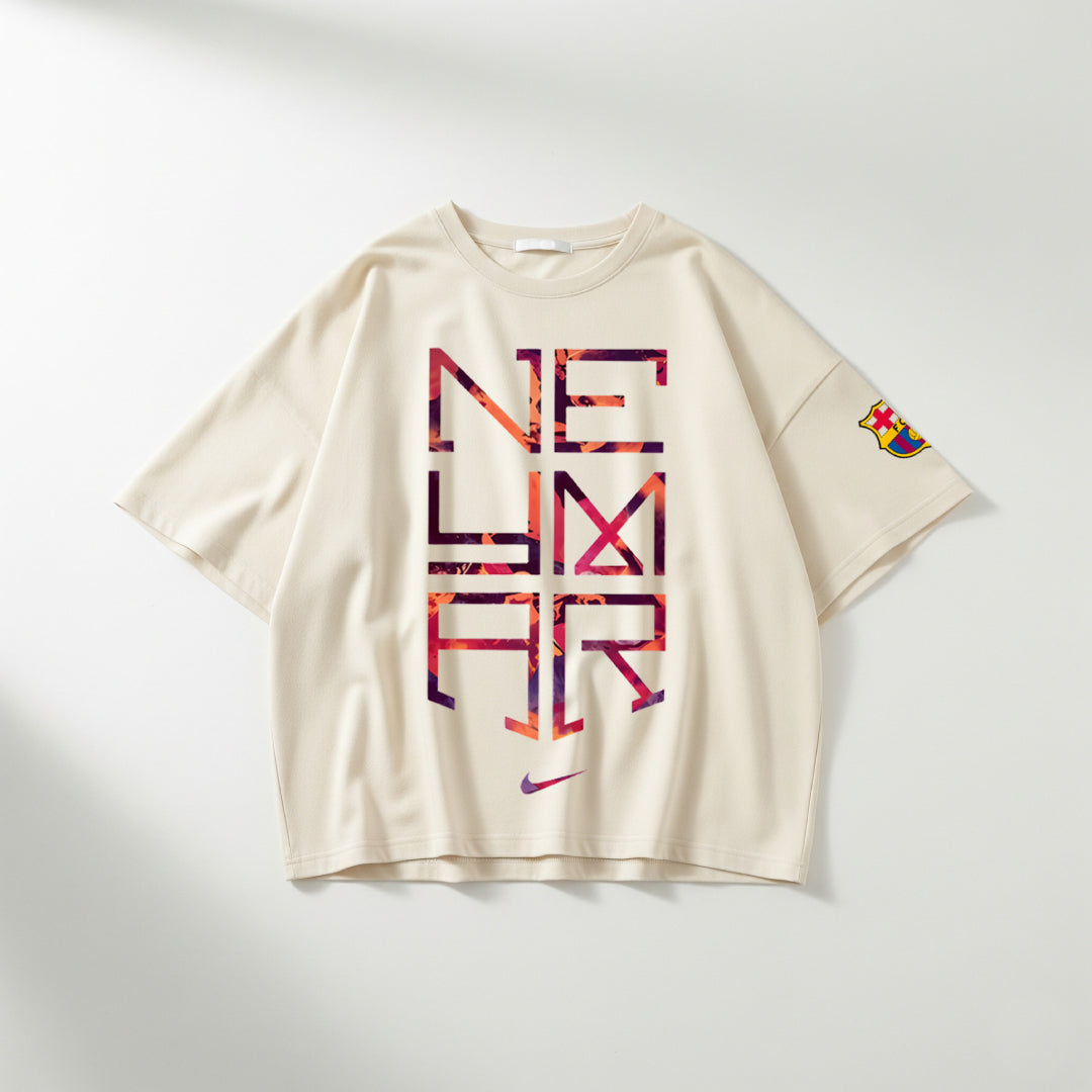 Neymar Visca Barca Beige Oversized Tee