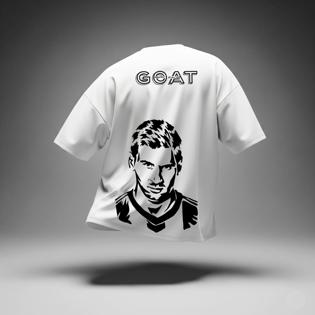 Messi GOAT Mode White Oversized T-Shirt - Limited Edition