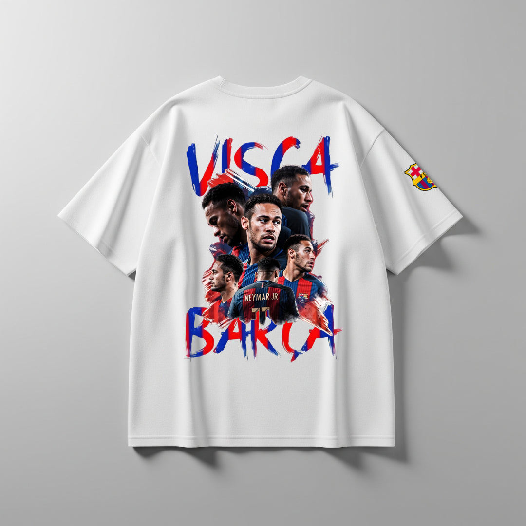 Neymar Visca Barca White Oversized Tee