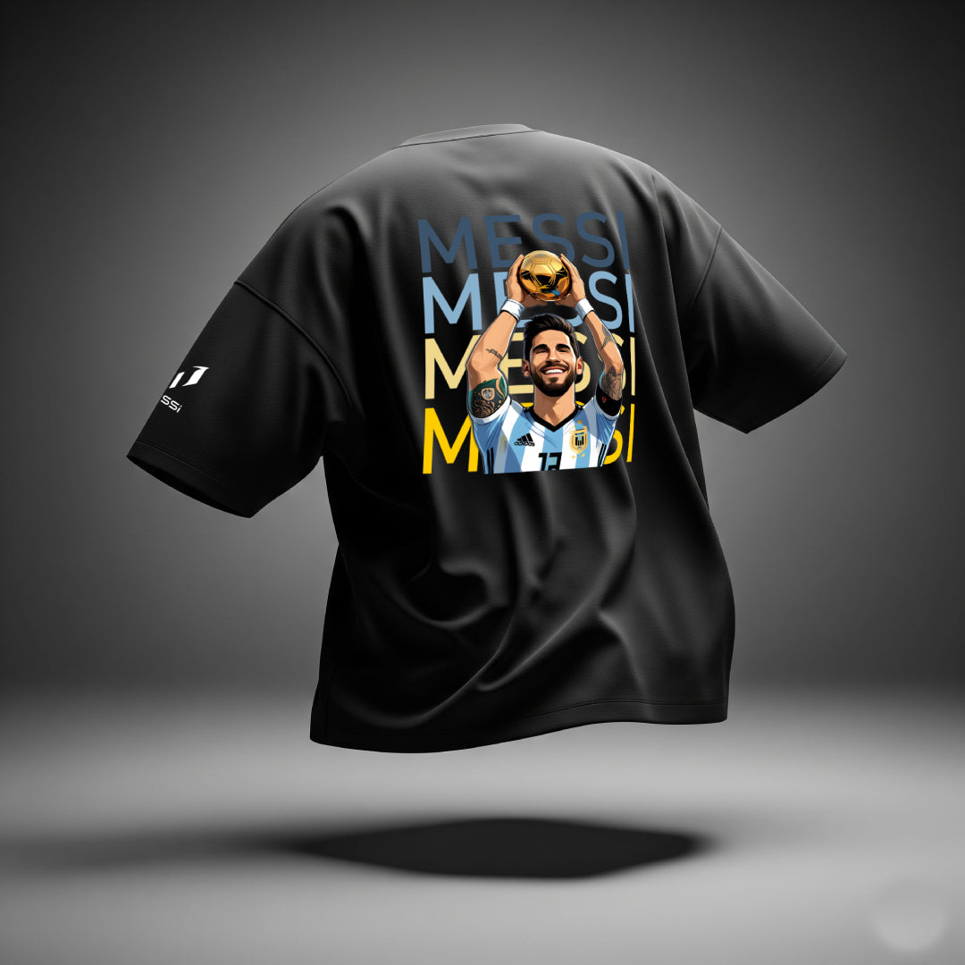 Messi Number 10 Legacy Black Oversized Tee – Limited Edition