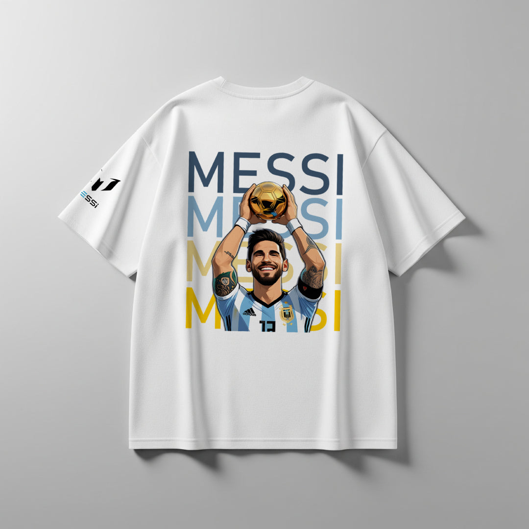 Messi Number 10 Legacy White Oversized Tee – Limited Edition