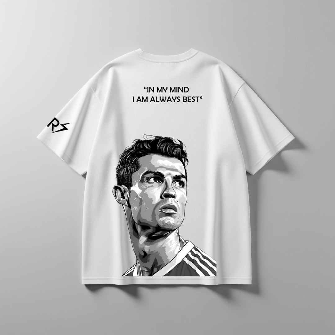 Ronaldo Legacy Mode White Oversized Tee – Limited Edition CR7 Drop