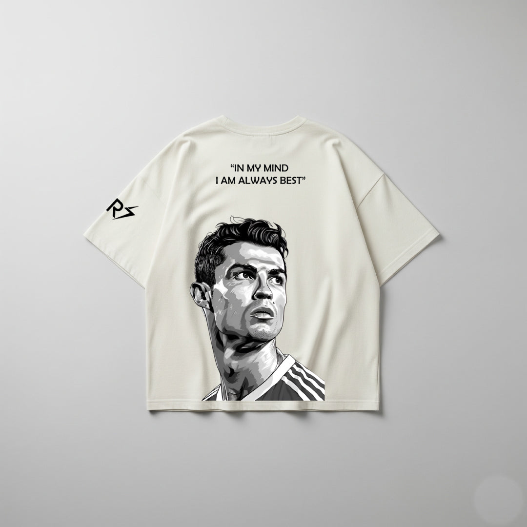 Ronaldo Legacy Mode Beige Oversized Tee – Limited Edition CR7 Drop