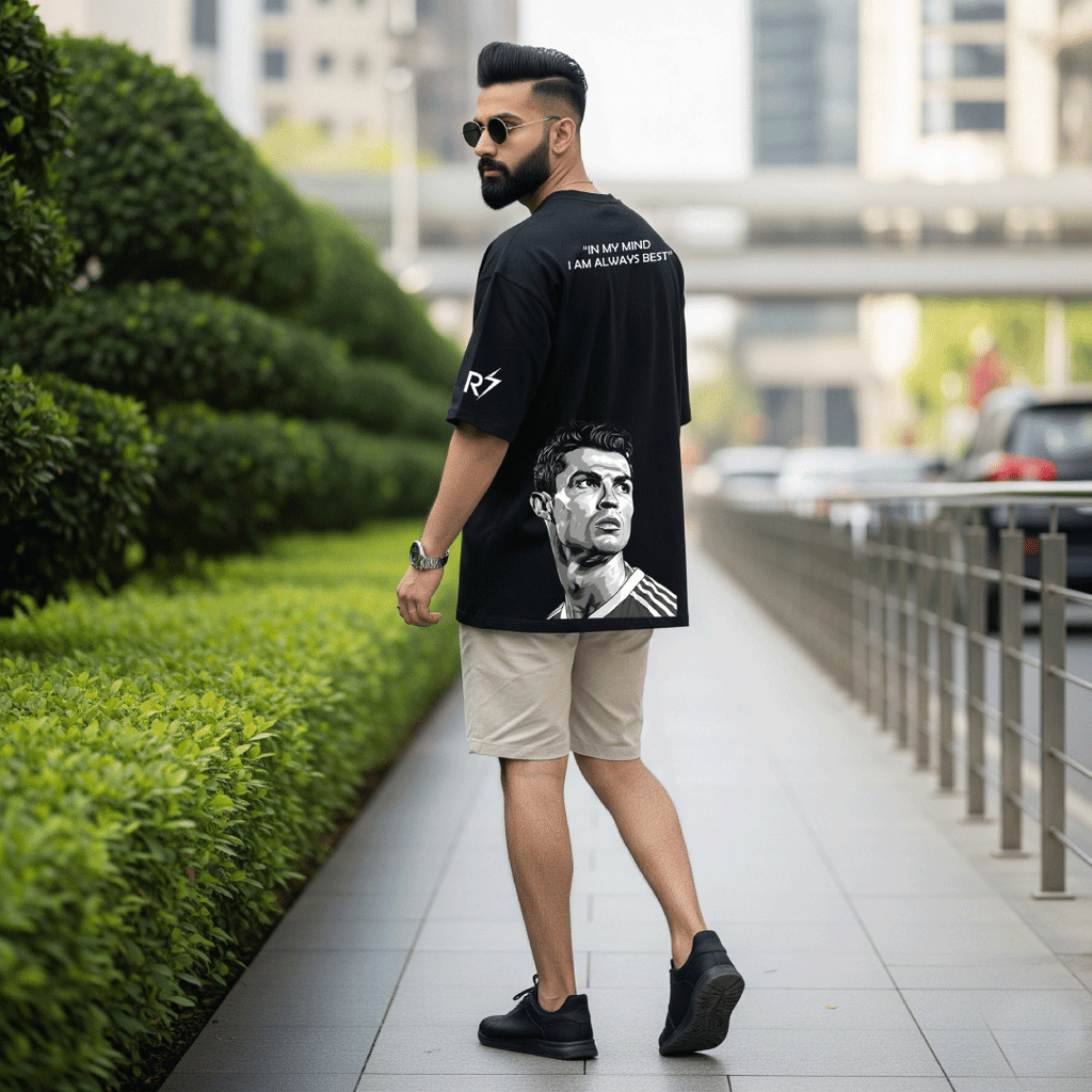 Ronaldo Legacy Mode Black Oversized Tee – Limited Edition CR7 Drop