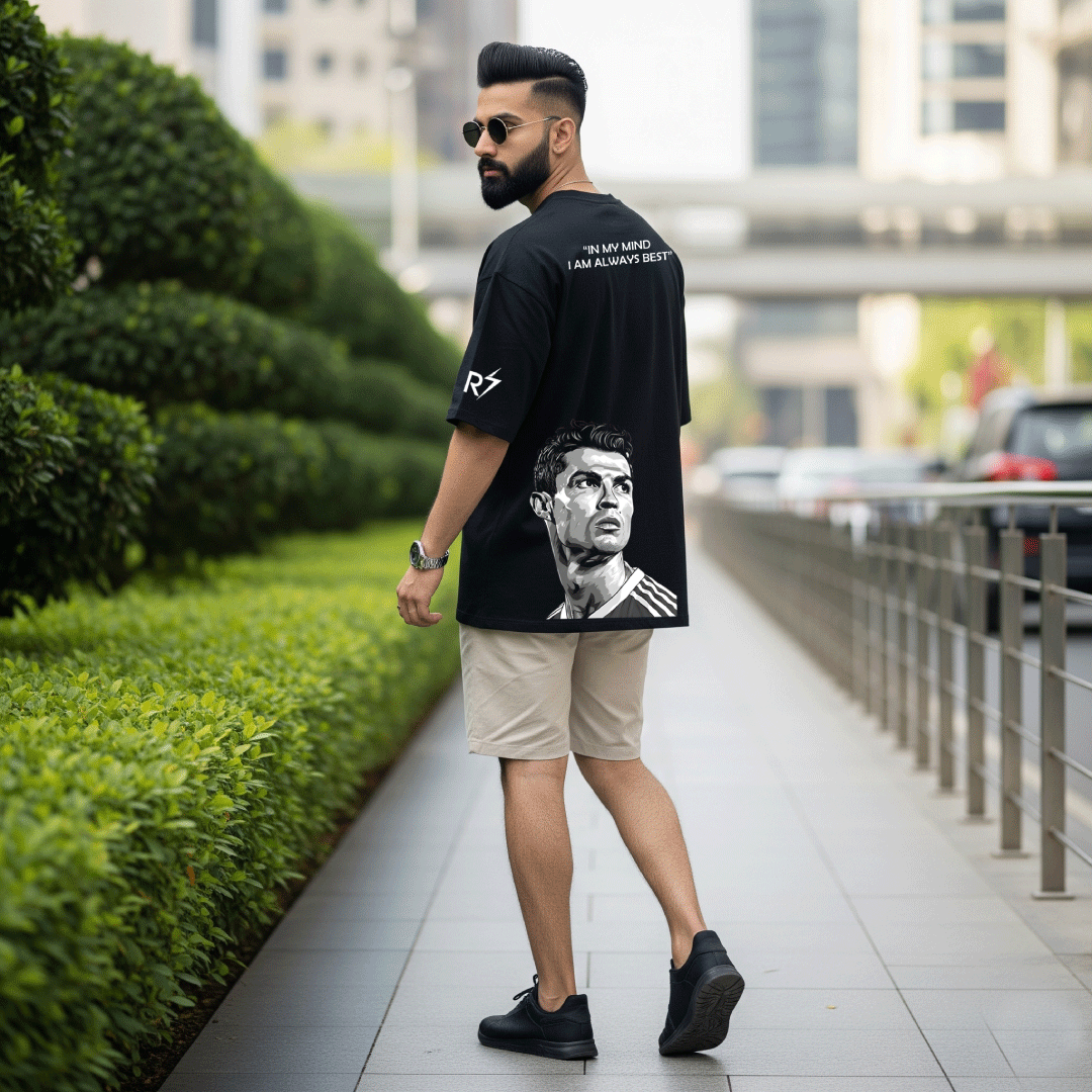Ronaldo Legacy Mode Black Oversized Tee – Limited Edition CR7 Drop