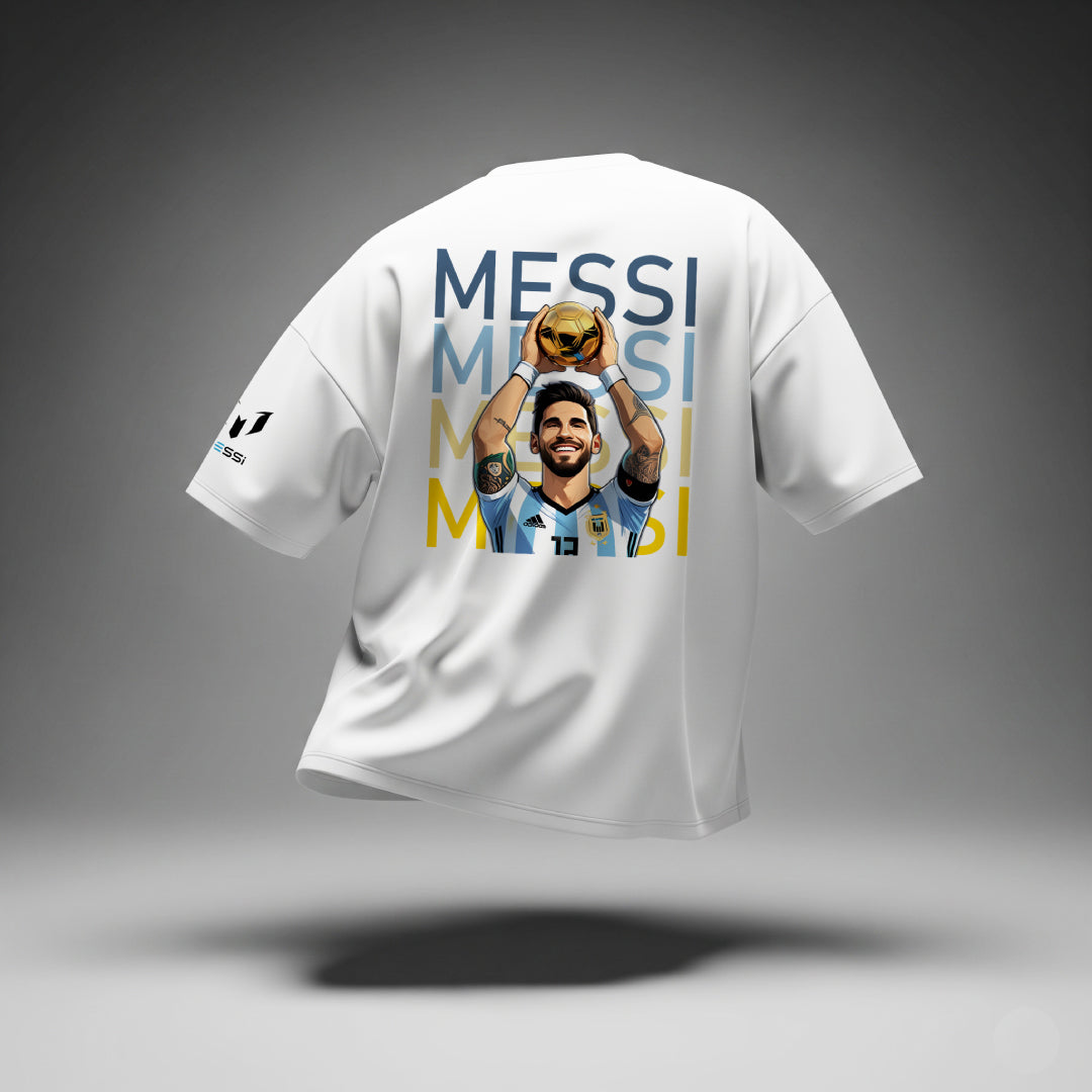 Messi Number 10 Legacy White Oversized Tee – Limited Edition
