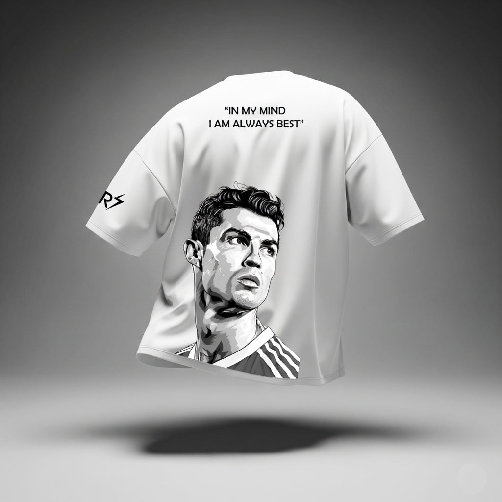 Ronaldo Legacy Mode White Oversized Tee – Limited Edition CR7 Drop