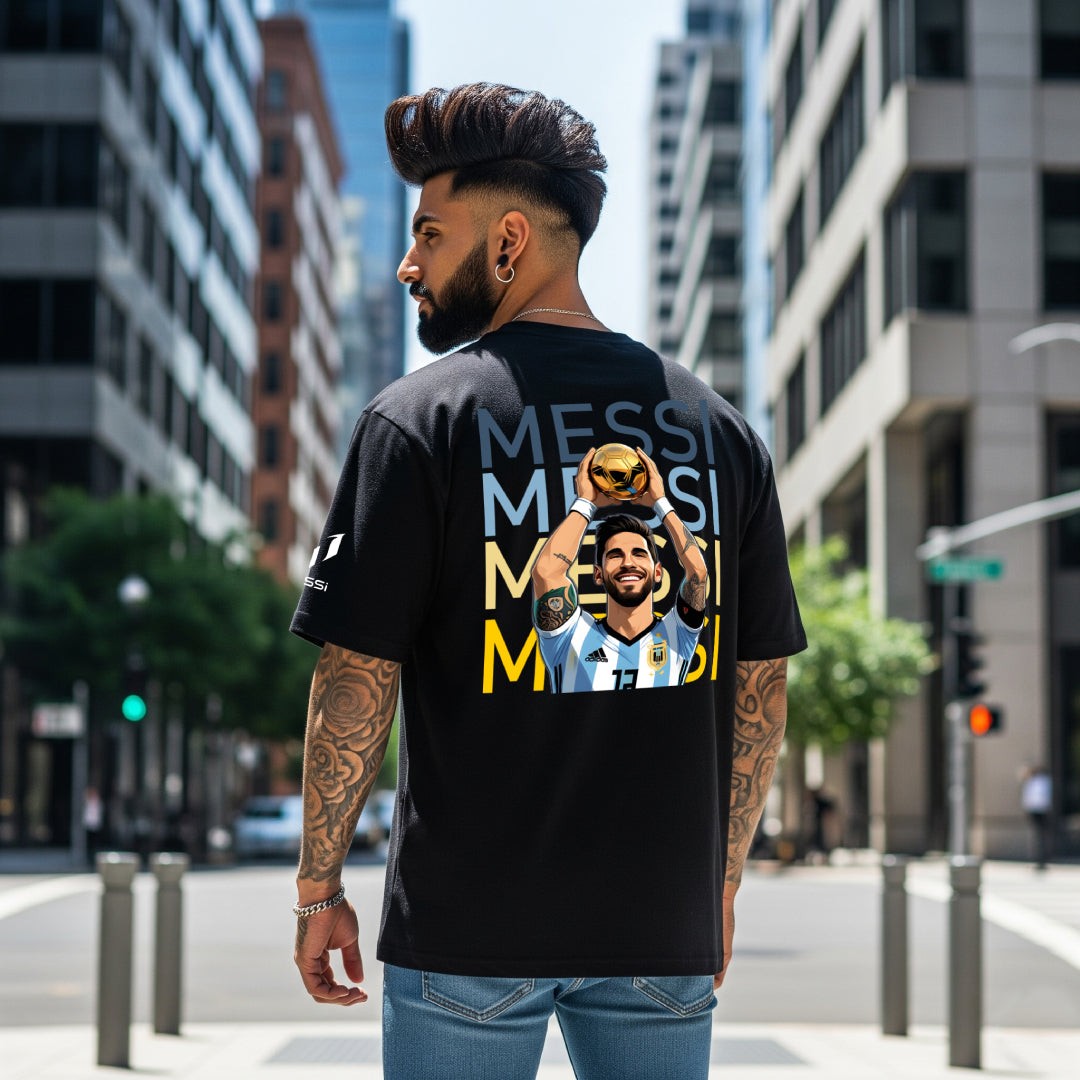 Messi Number 10 Legacy Black Oversized Tee – Limited Edition