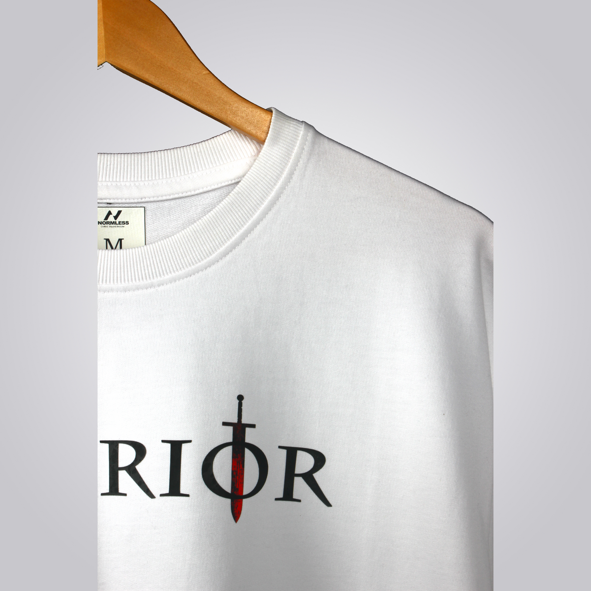 Normless Warrior Edition Oversized T-Shirt – White (Front Warrior Text + Back Courage Graphic)