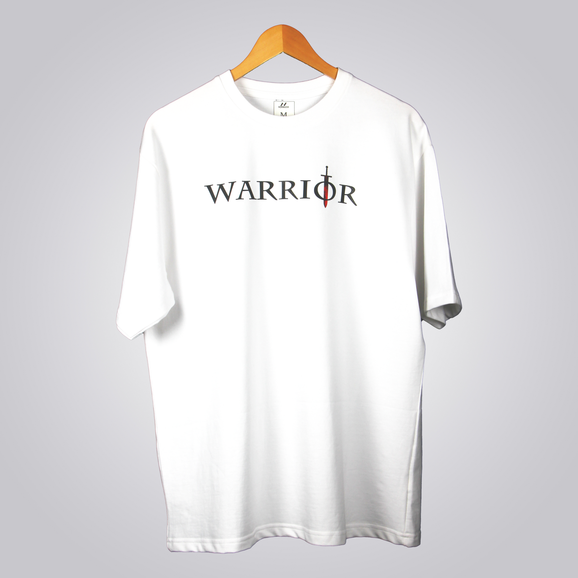 Normless Warrior Edition Oversized T-Shirt – White (Front Warrior Text + Back Courage Graphic)
