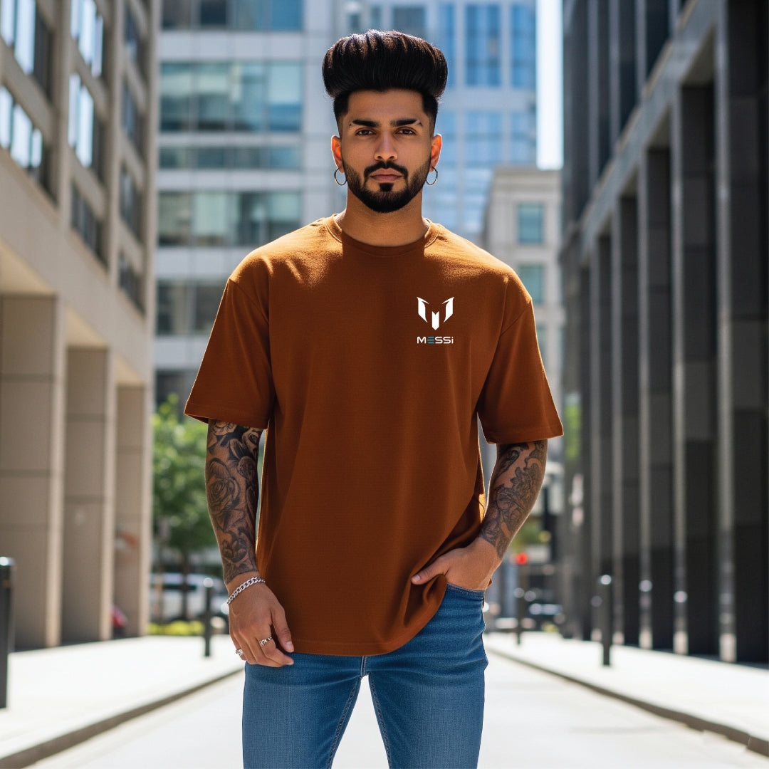 Messi GOAT Mode Brown Oversized T-Shirt - Limited Edition