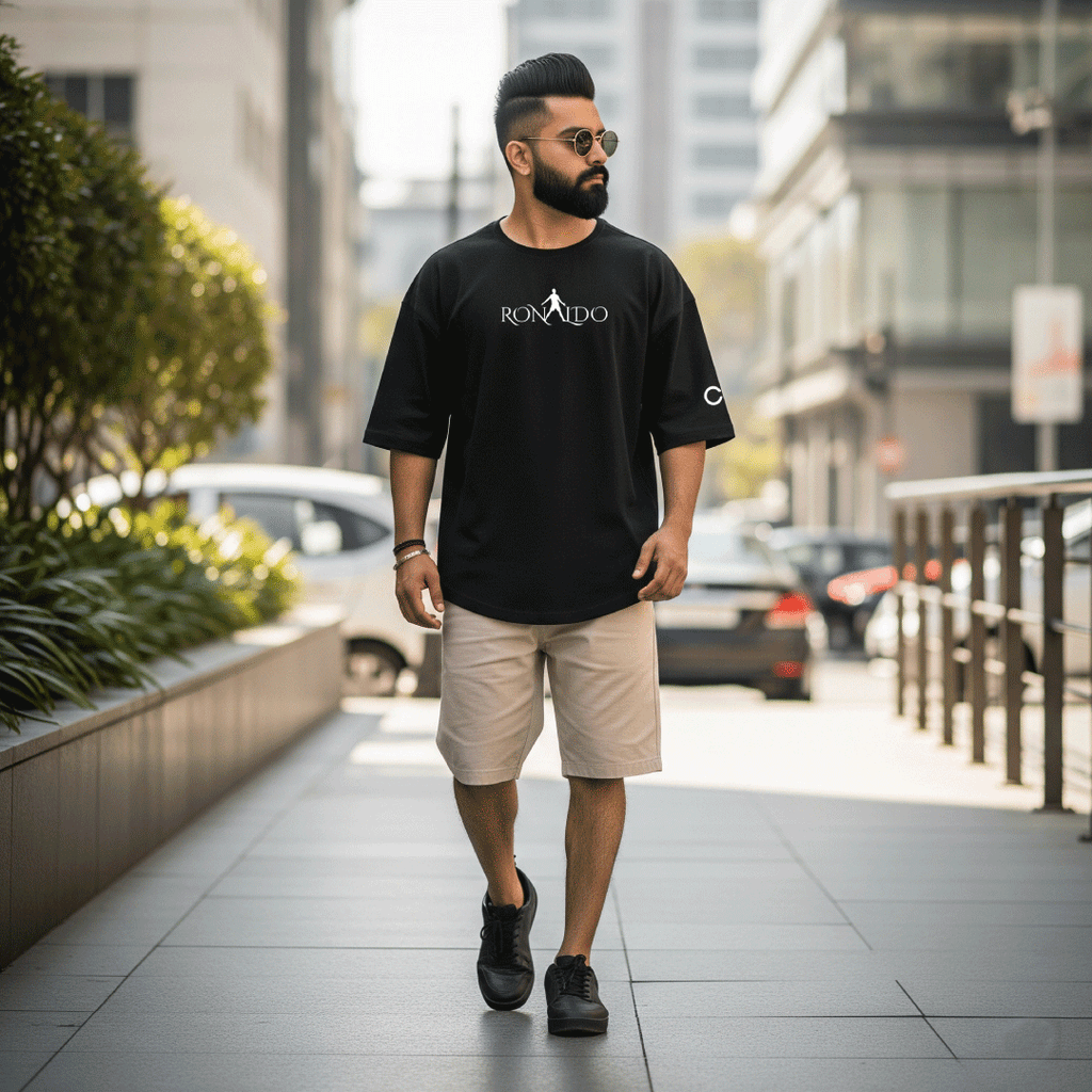 Ronaldo Legacy Mode Black Oversized Tee – Limited Edition CR7 Drop