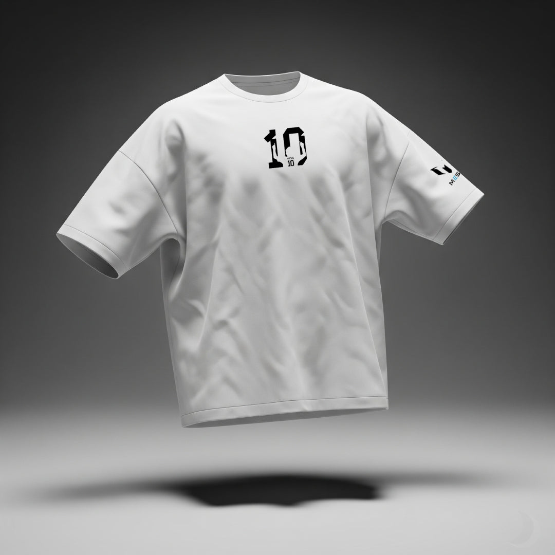 Messi Number 10 Legacy White Oversized Tee – Limited Edition