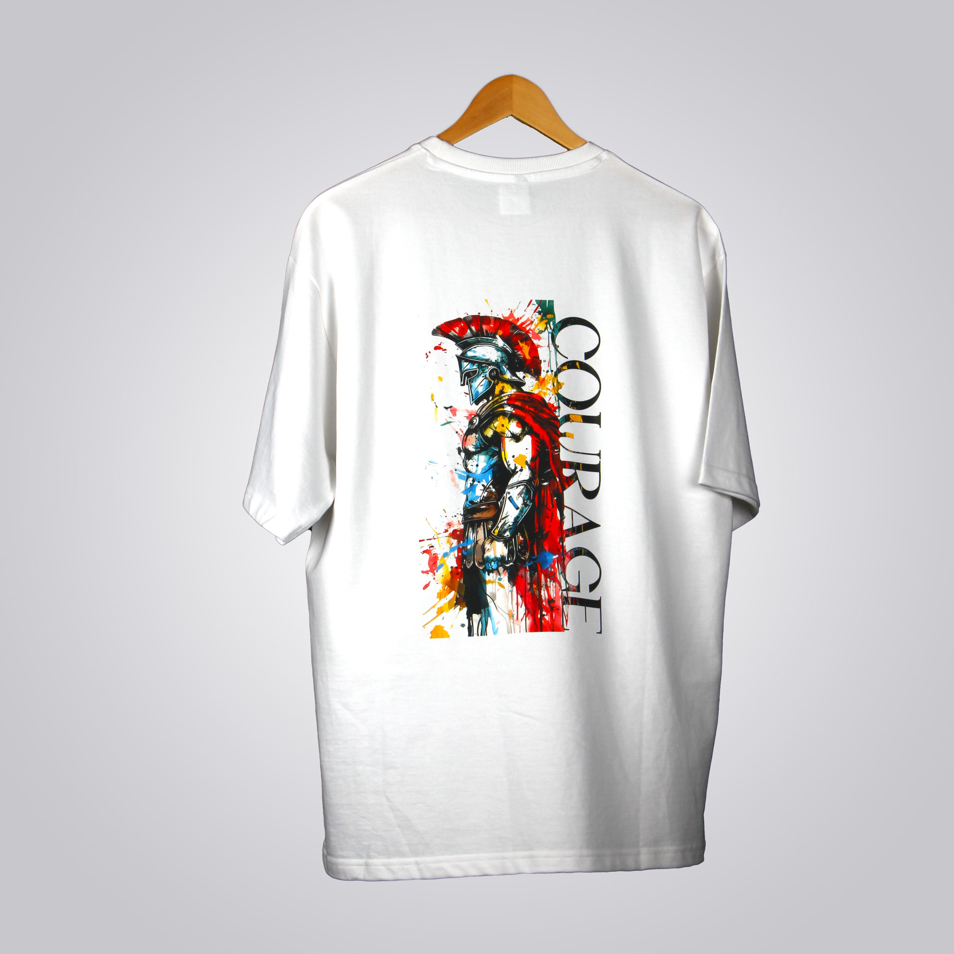 Normless Warrior Edition Oversized T-Shirt – White (Front Warrior Text + Back Courage Graphic)