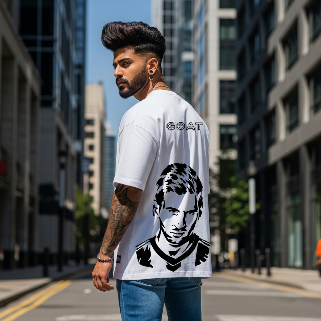 Messi GOAT Mode White Oversized T-Shirt - Limited Edition