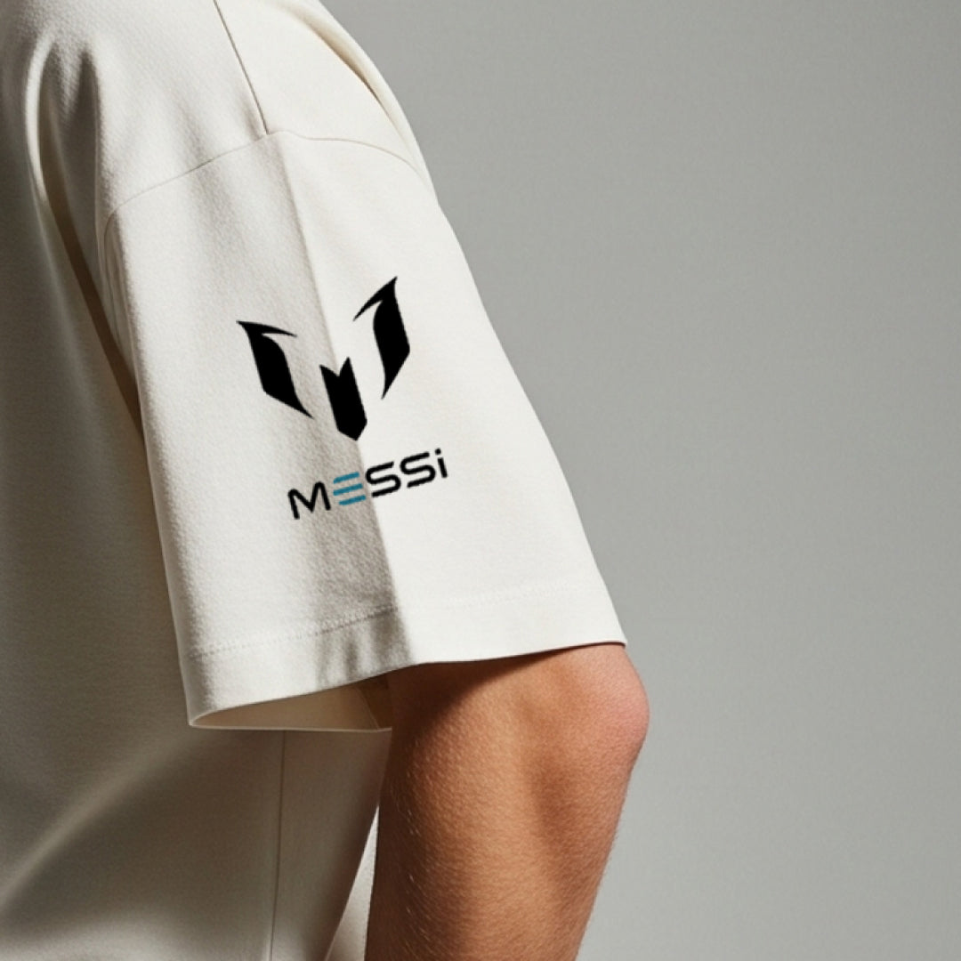Messi Number 10 Legacy Beige Oversized Tee – Limited Edition
