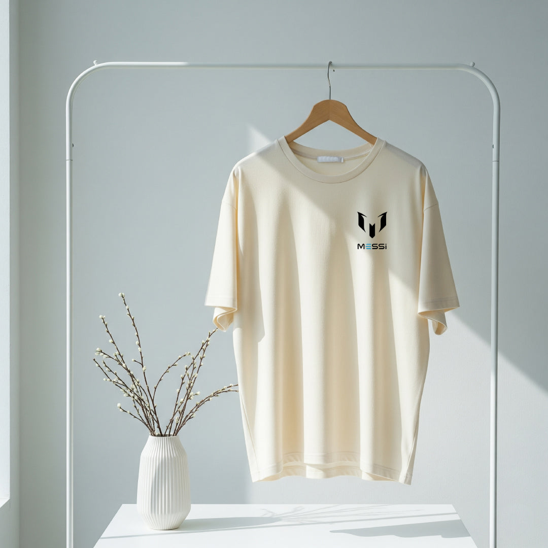 Messi GOAT Mode Beige Oversized T-Shirt - Limited Edition